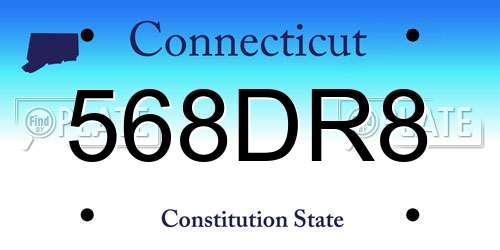 568DR8 Connecticut License Plate