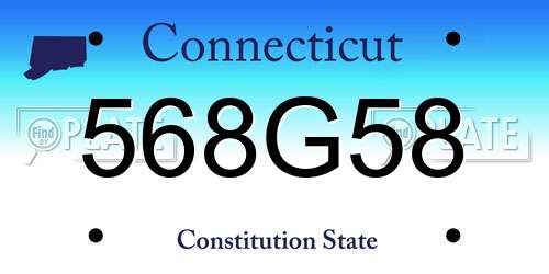 568G58 Connecticut License Plate