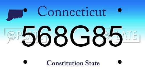 568G85 Connecticut License Plate