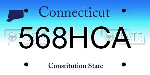 568HCA Connecticut License Plate