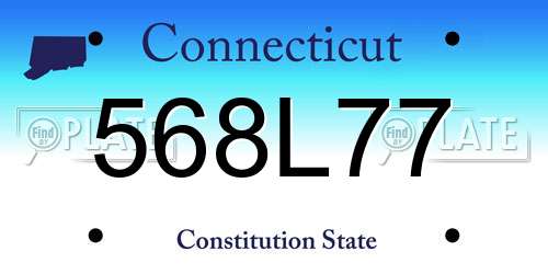 568L77 Connecticut License Plate
