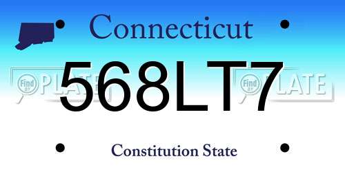 568LT7 Connecticut License Plate
