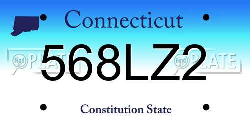 568LZ2 Connecticut License Plate