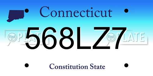 568LZ7 Connecticut License Plate