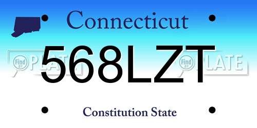 568LZT Connecticut License Plate