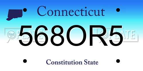 568OR5 Connecticut License Plate
