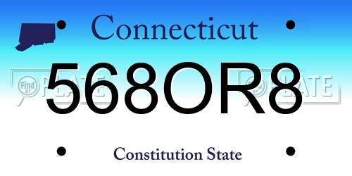 568OR8 Connecticut License Plate