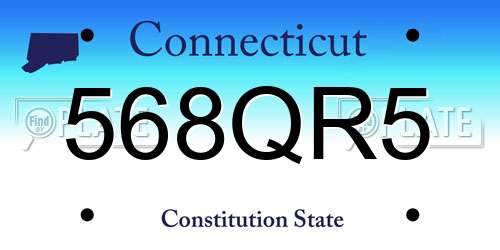 568QR5 Connecticut License Plate