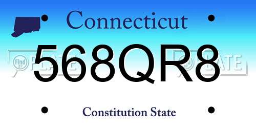 568QR8 Connecticut License Plate