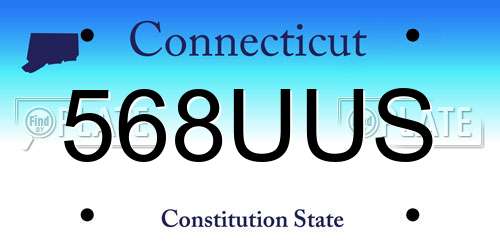 568UUS Connecticut License Plate
