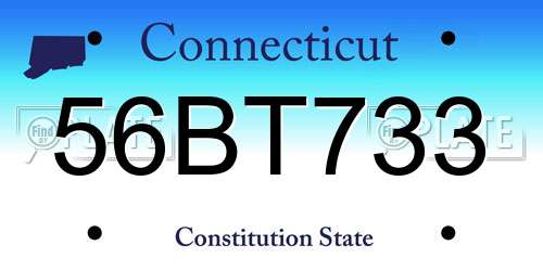 56BT733 Connecticut License Plate