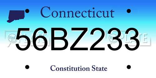 56BZ233 Connecticut License Plate