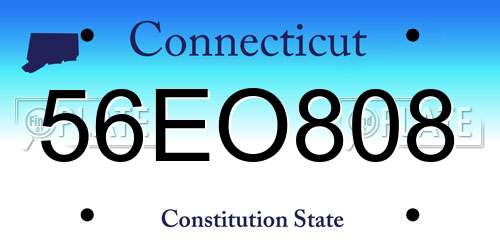 56EO808 Connecticut License Plate