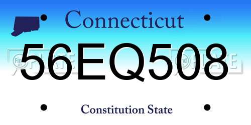 56EQ508 Connecticut License Plate