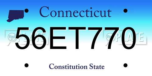 56ET770 Connecticut License Plate