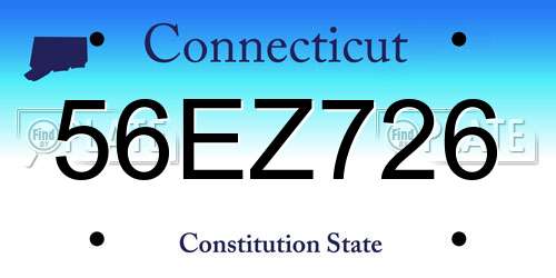 56EZ726 Connecticut License Plate