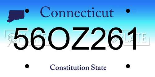 56OZ261 Connecticut License Plate