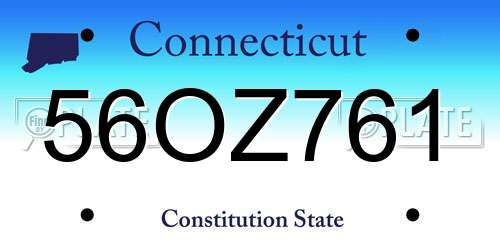 56OZ761 Connecticut License Plate