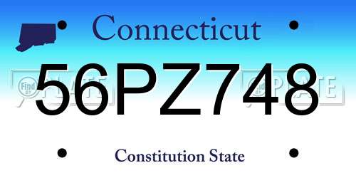 56PZ748 Connecticut License Plate