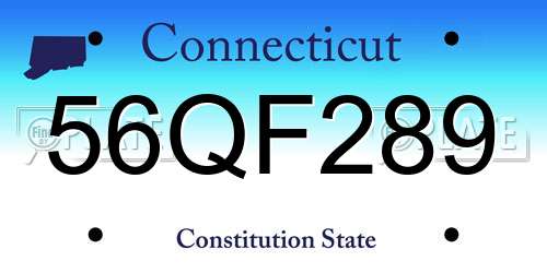 56QF289 Connecticut License Plate