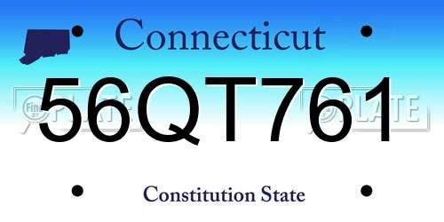 56QT761 Connecticut License Plate