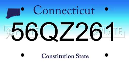 56QZ261 Connecticut License Plate