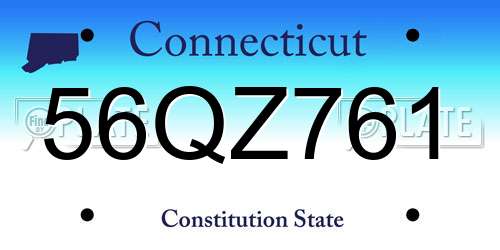 56QZ761 Connecticut License Plate