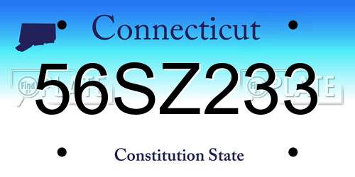 56SZ233 Connecticut License Plate