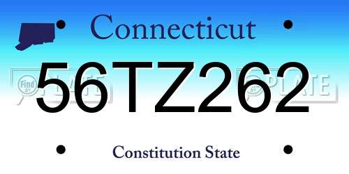 56TZ262 Connecticut License Plate
