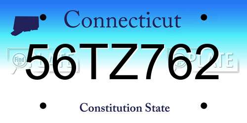 56TZ762 Connecticut License Plate