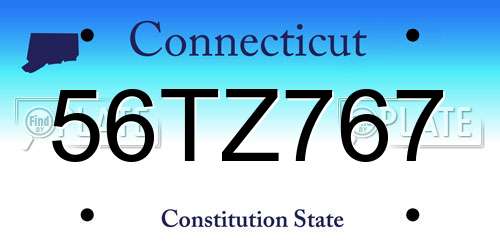56TZ767 Connecticut License Plate