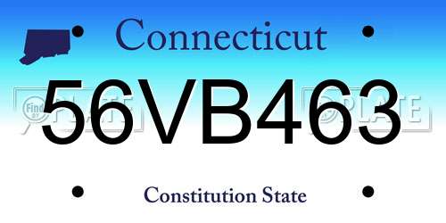 56VB463 Connecticut License Plate