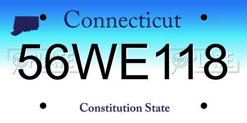 56WE118 Connecticut License Plate