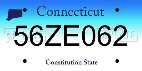 56ZE062 Connecticut License Plate