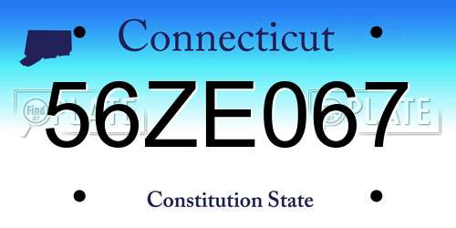 56ZE067 Connecticut License Plate