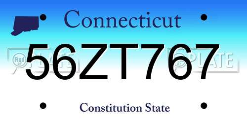 56ZT767 Connecticut License Plate