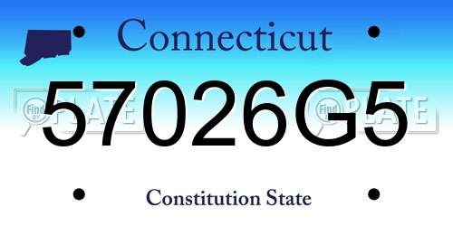 57026G5 Connecticut License Plate
