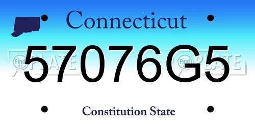 57076G5 Connecticut License Plate