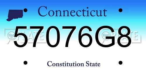 57076G8 Connecticut License Plate