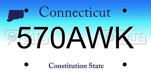 570AWK Connecticut License Plate