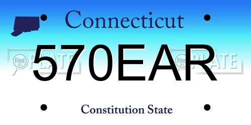 570EAR Connecticut License Plate