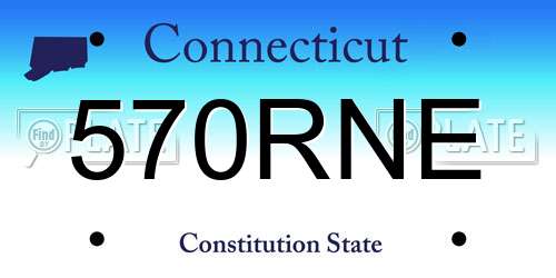 570RNE Connecticut License Plate