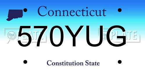 570YUG Connecticut License Plate