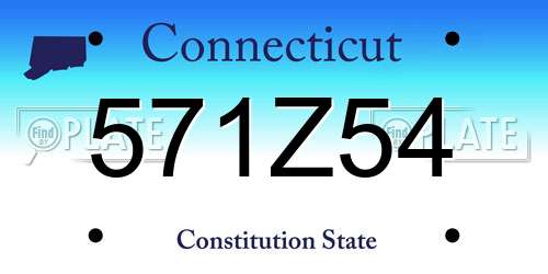 571Z54 Connecticut License Plate
