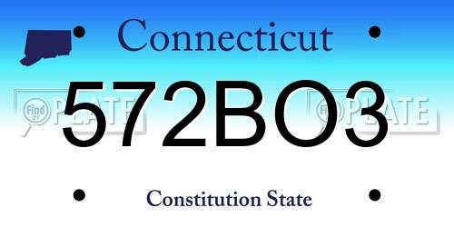 572BO3 Connecticut License Plate