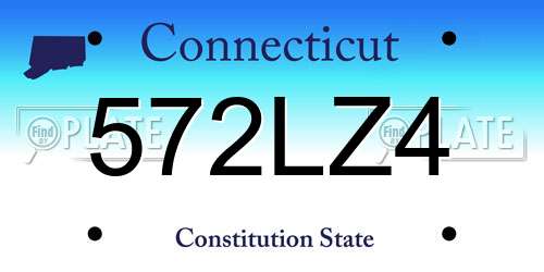 572LZ4 Connecticut License Plate