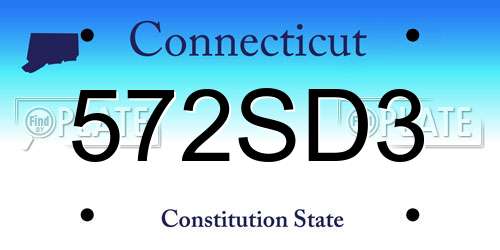 572SD3 Connecticut License Plate