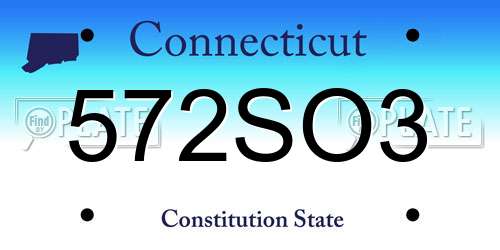 572SO3 Connecticut License Plate