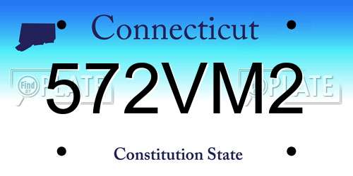 572VM2 Connecticut License Plate