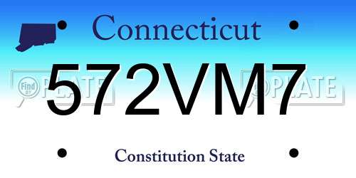 572VM7 Connecticut License Plate